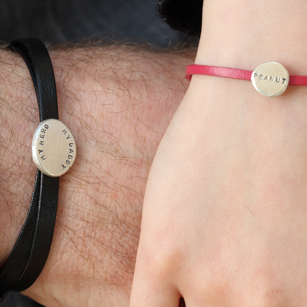 Matching Personalised 'Daddy & Me' Nappa Leather Bracelets - Soremi Jewellery