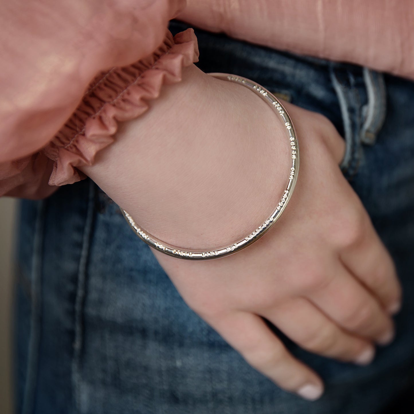 Classic Personalised Sterling Silver Chunky Bangle