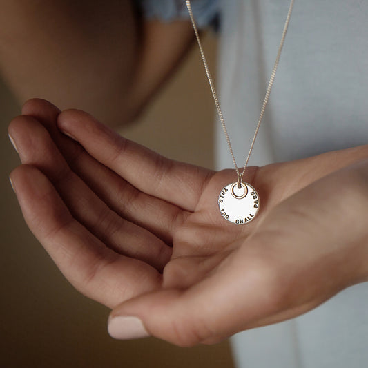 Personalised Silver & Rose Gold Disc Necklace