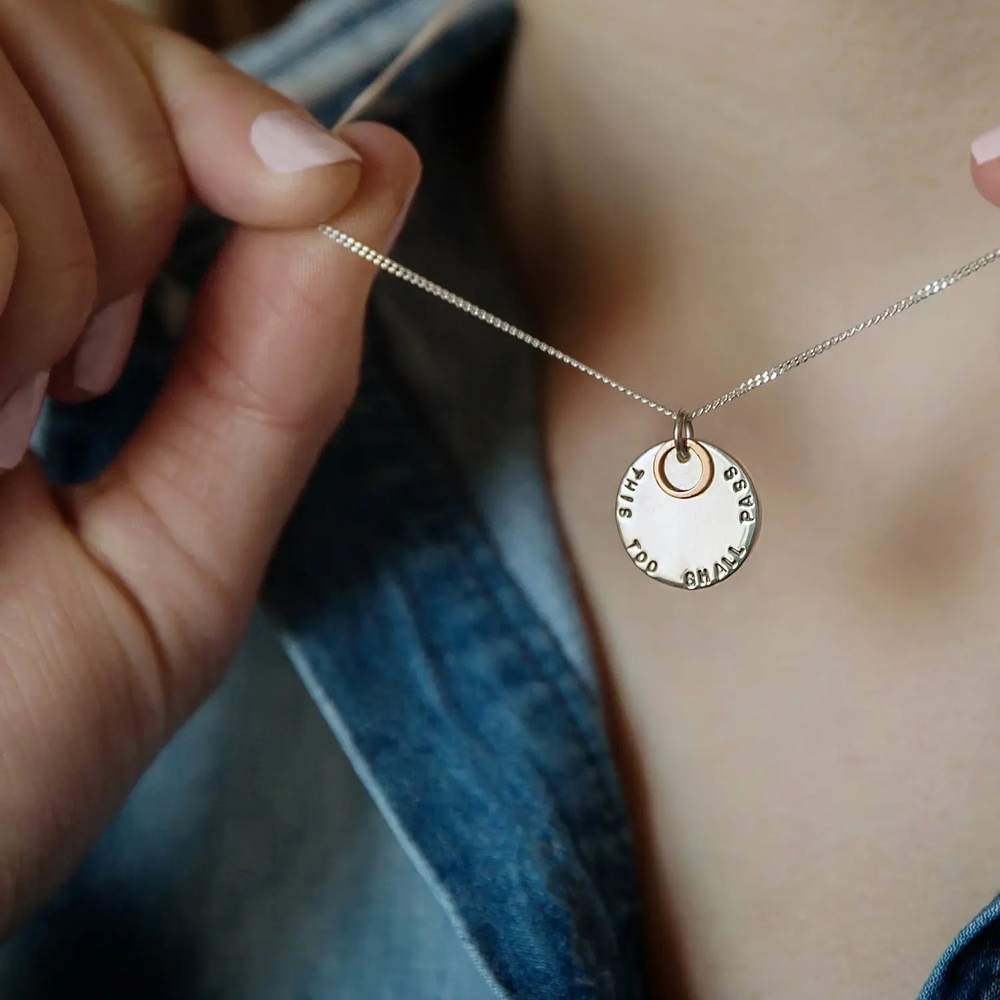 Personalised Silver & Rose Gold Disc Necklace Soremi Jewellery