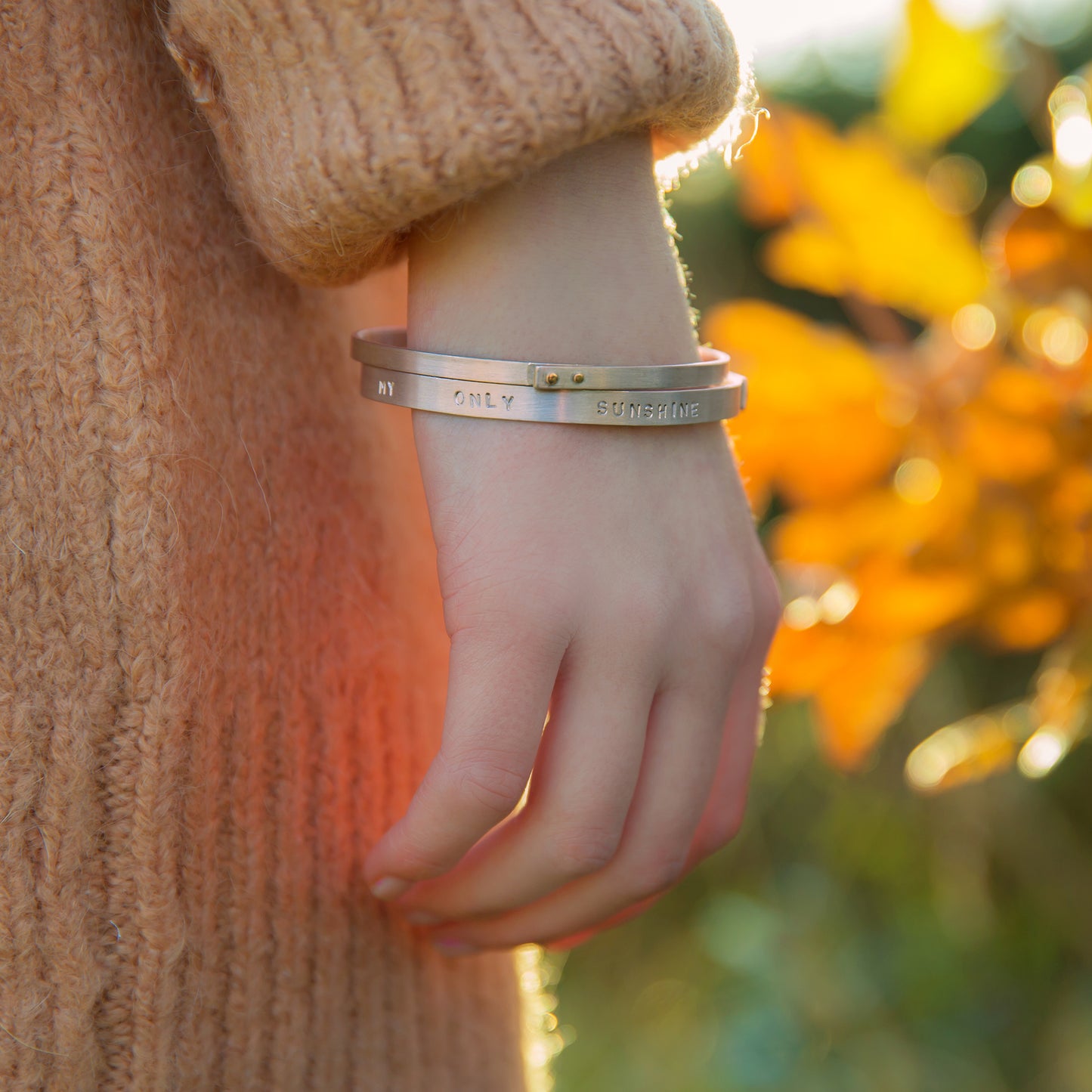 Personalised Silver & Gold Riveted Bangle