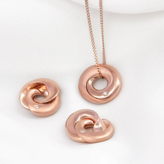 Rose Gold Personalised Mobius Necklace with Diamonds Soremi Jewellery