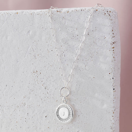 Personalised Initial Medallion Necklace Silver