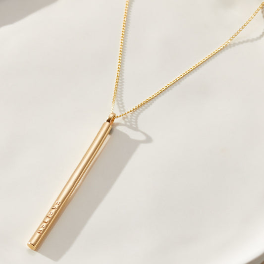 Personalised Solid Gold Bar Pendant Necklace