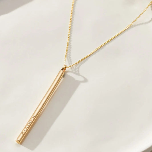 Personalised Solid Gold Bar Pendant Necklace Soremi Jewellery