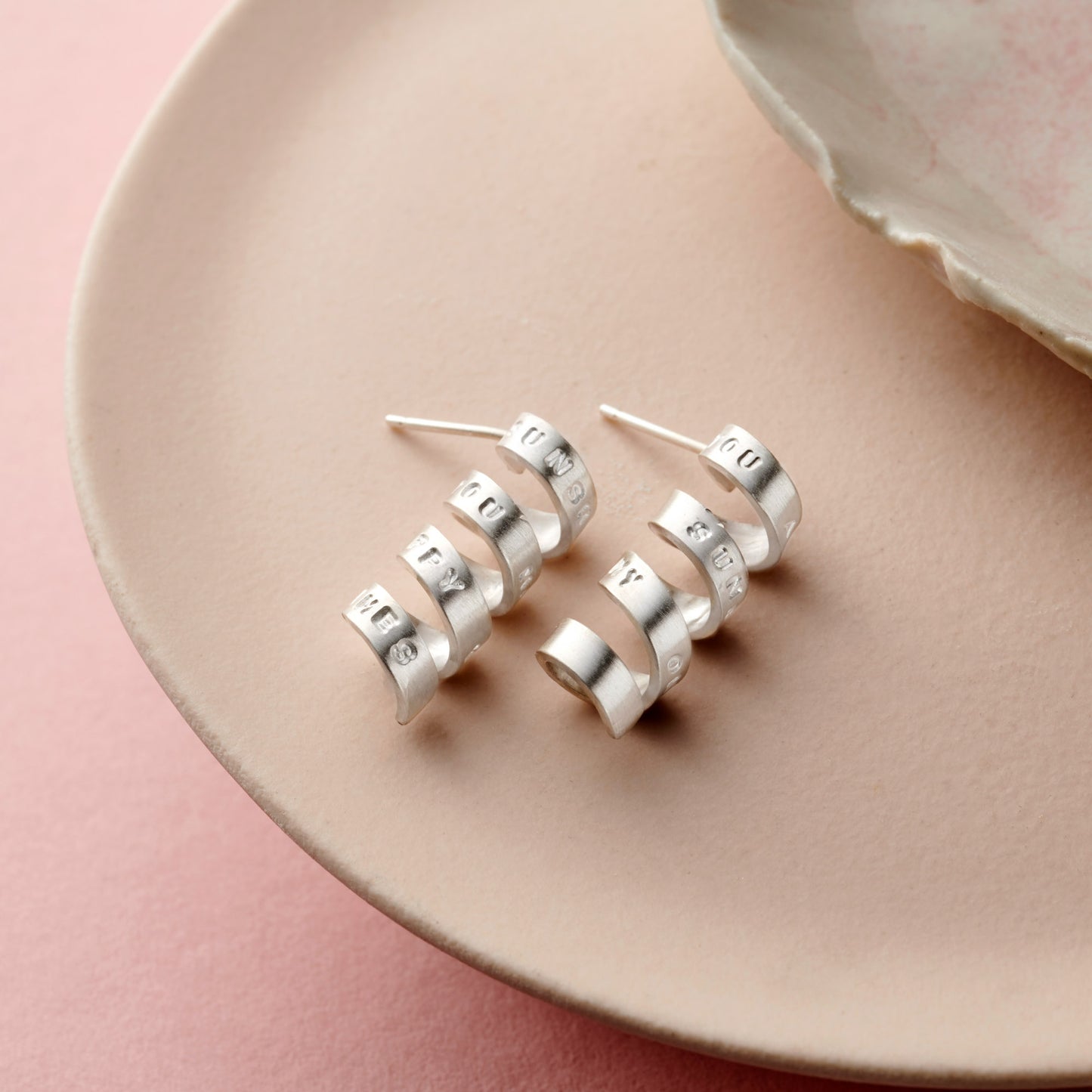 Personalised Silver Scroll Earrings