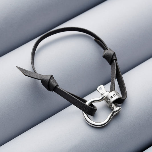 Personalised Shackle Nappa Leather Bracelet