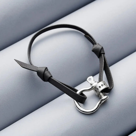 Personalised Shackle Nappa Leather Bracelet Soremi Jewellery