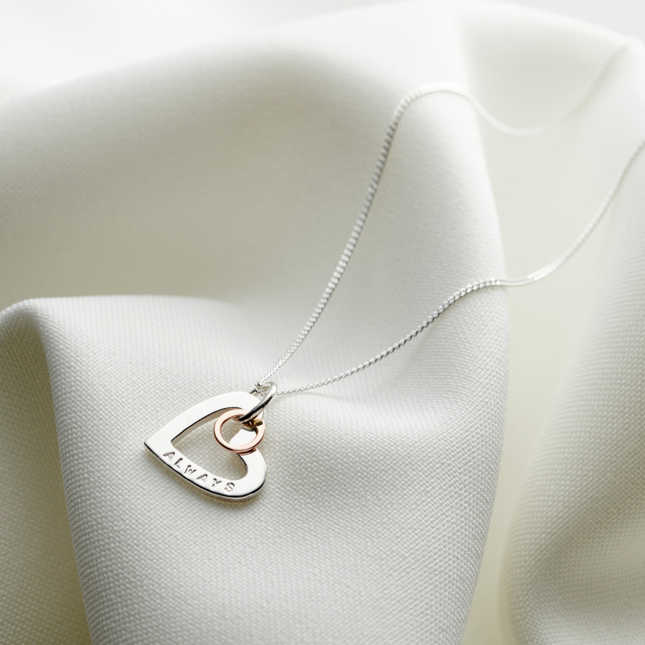 Personalised Silver & Rose Gold Heart Necklace