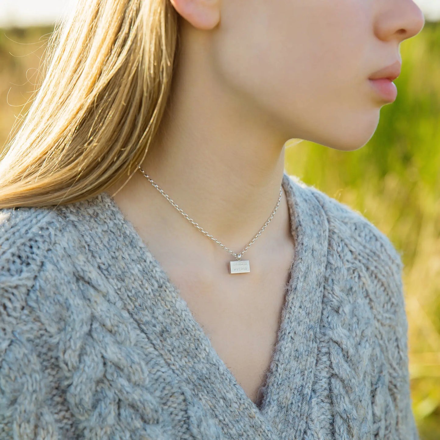 Personalised Sterling Silver Brick Necklace Soremi Jewellery