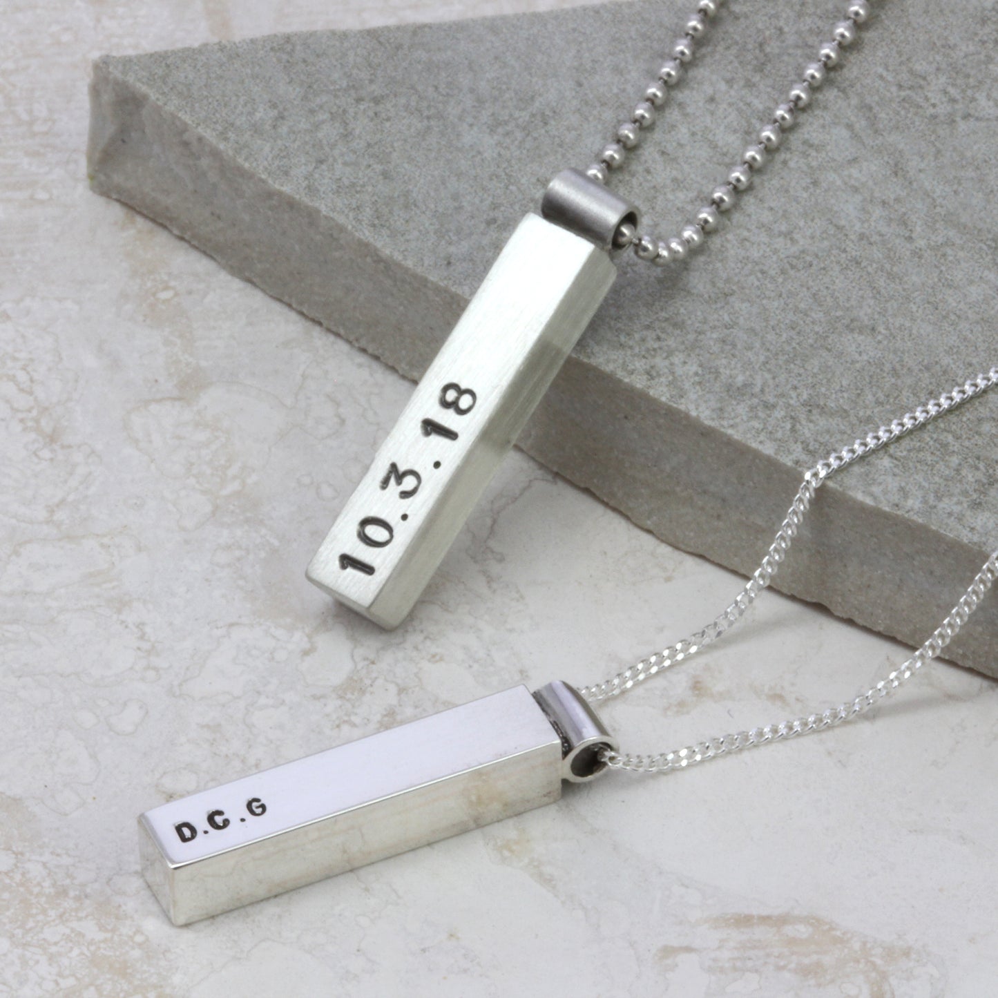 Men's Personalised Bar Necklace Sterling Silver