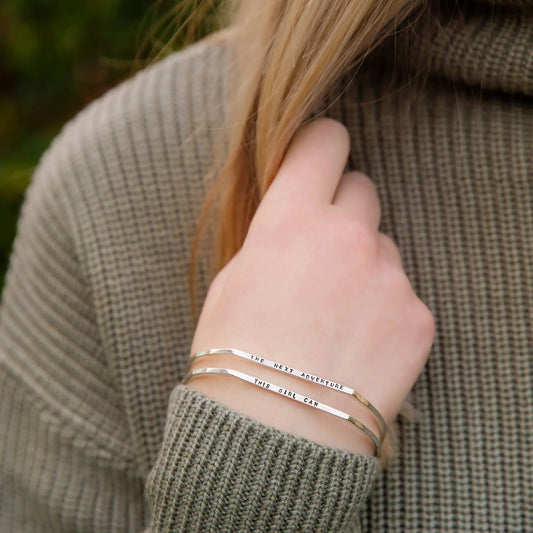 Personalised Silver Geometric 'Eclipse' Bangle Soremi Jewellery