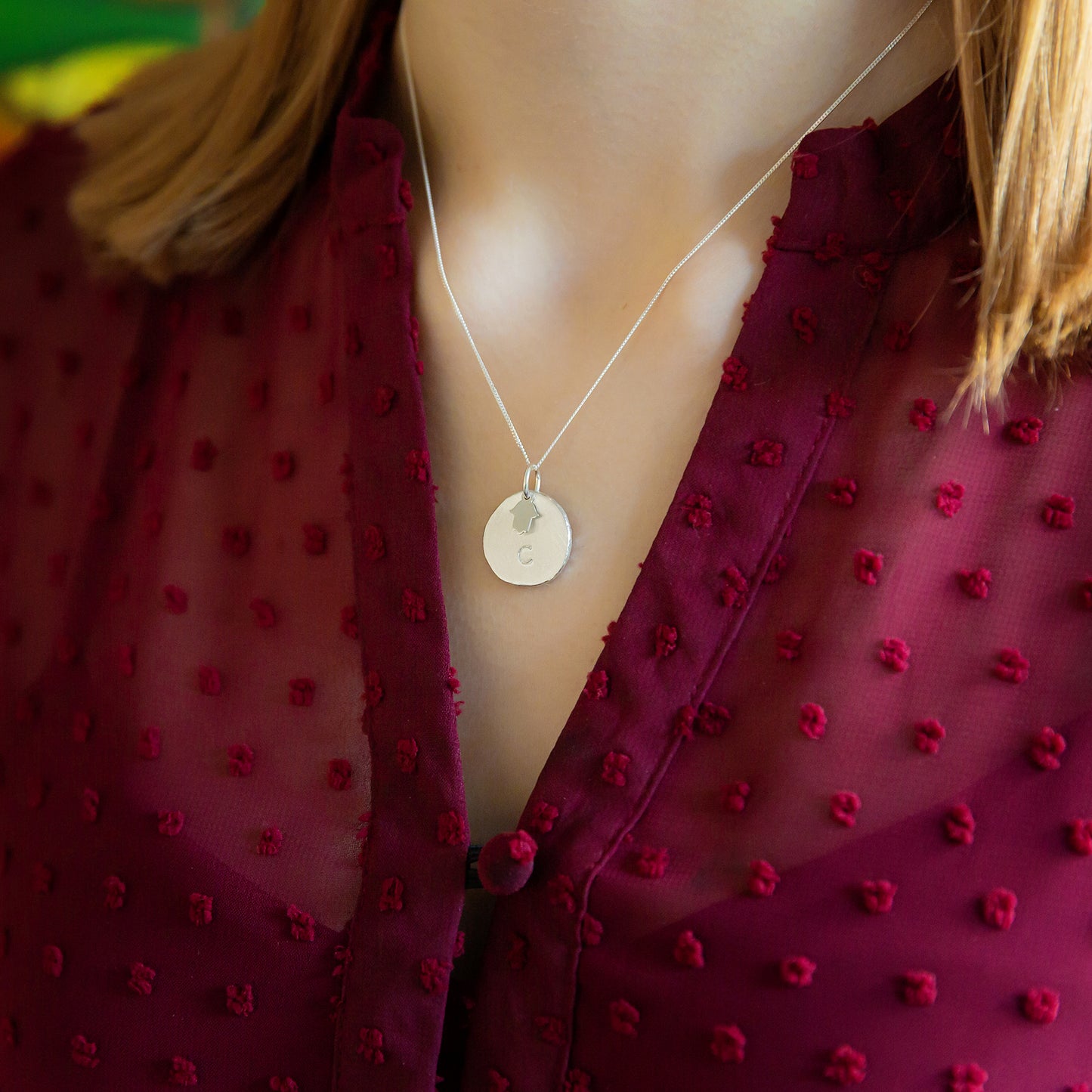 Initial Hamsa Evil Eye Nugget Necklace