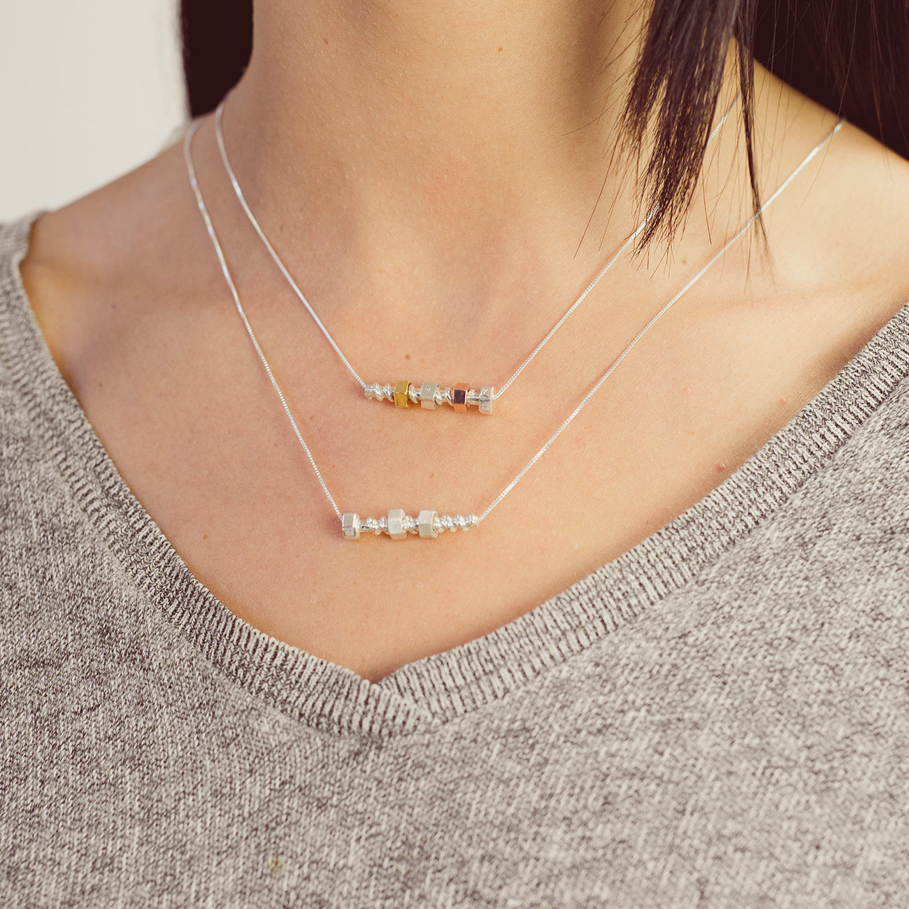 Personalised Silver & Gold Boulon D’amour Family Necklace - Soremi Jewellery