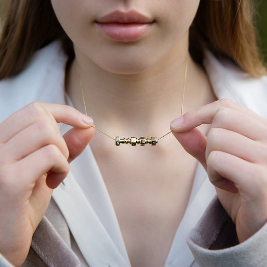 Solid 9ct Yellow Gold Nut & Bolt Family Necklace