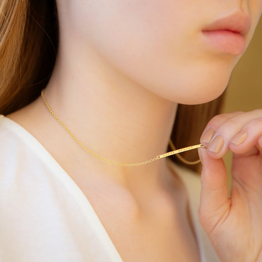 Personalised Horizontal Bar Necklace Solid 9ct Gold