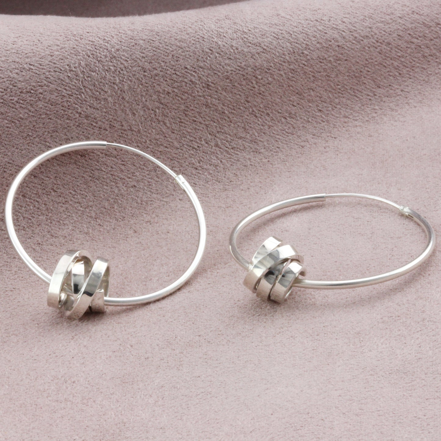 Silver Hoop Scroll Earrings (Large)