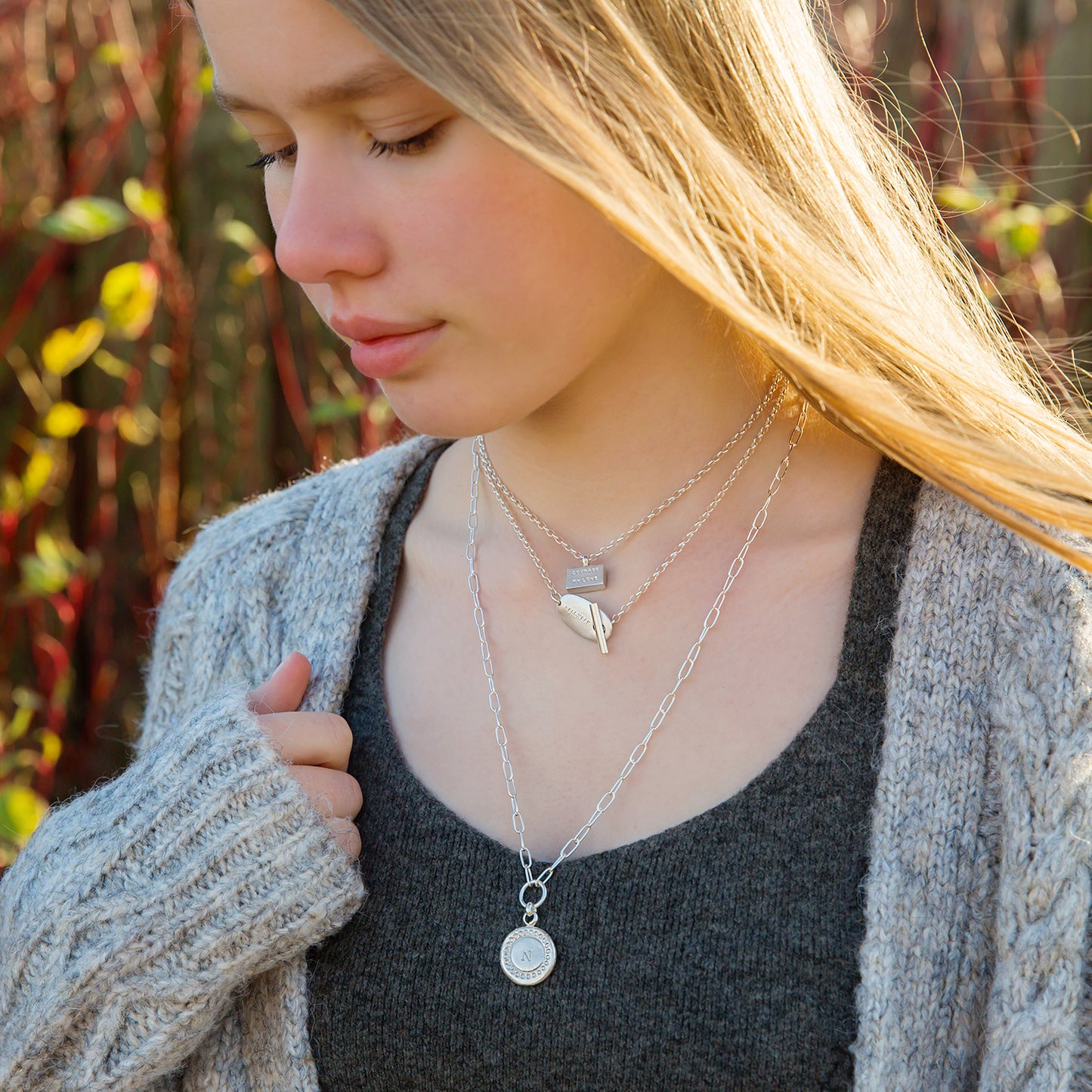 Personalised Initial Medallion Necklace Silver