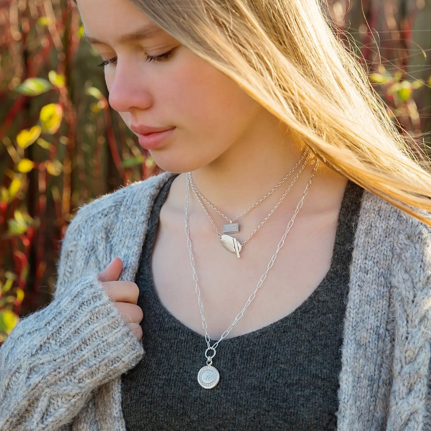 Personalised Initial Medallion Necklace Silver Soremi Jewellery