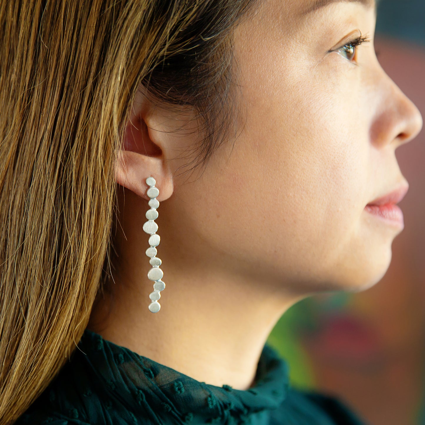 Sterling Silver Nugget Drop Earrings