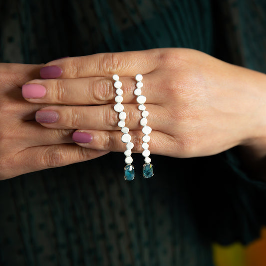 Sterling Silver Nugget Earrings with Gemstone