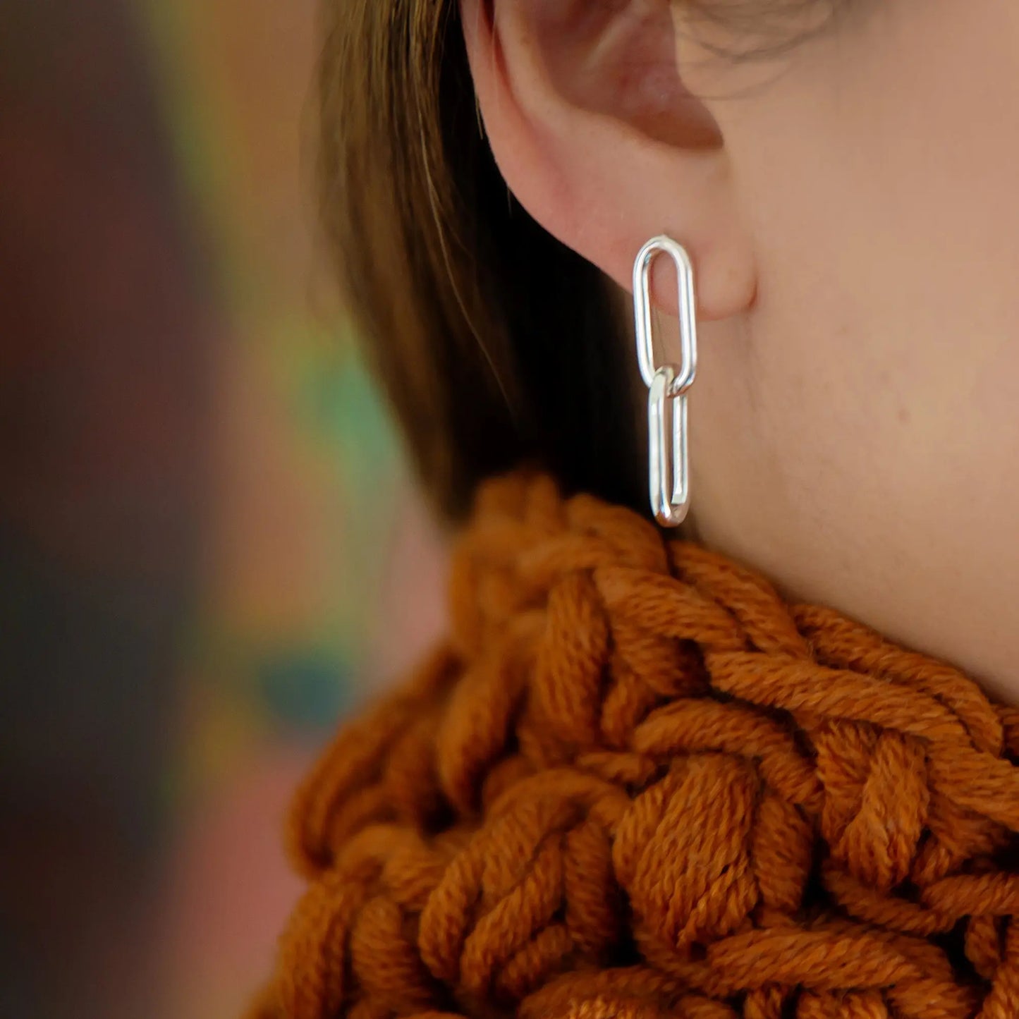Silver Mismatch Chain Earrings Soremi Jewellery