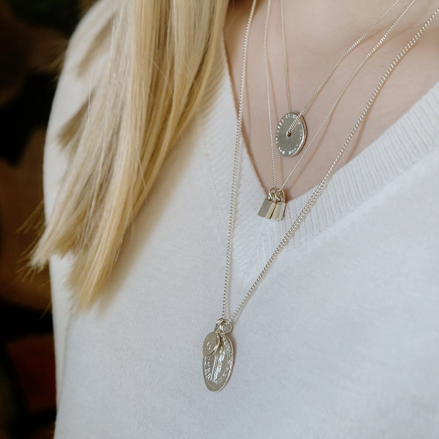 Personalised Family Padlock Necklace Silver