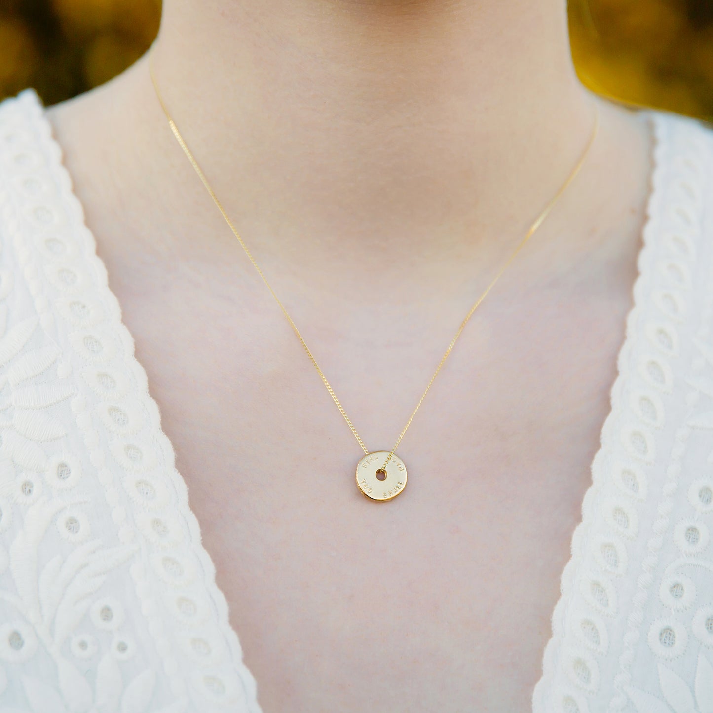 Personalised Solid Gold Nugget Spinner Necklace