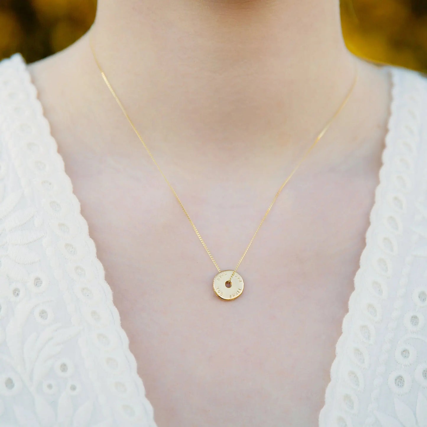 Personalised Solid Gold Nugget Spinner Necklace Soremi Jewellery