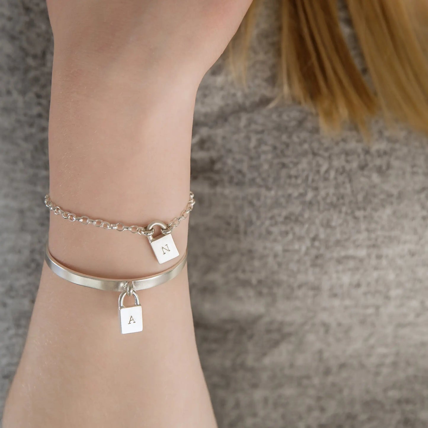 Personalised Padlock Silver Arm Cuff Soremi Jewellery