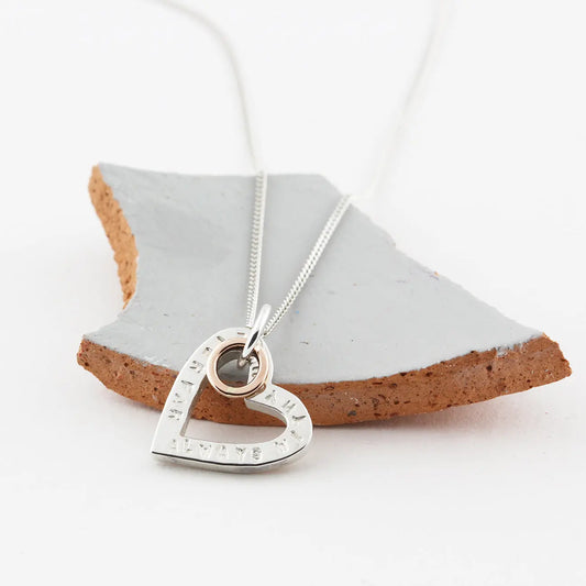 Personalised Silver & Rose Gold Heart Necklace Soremi Jewellery