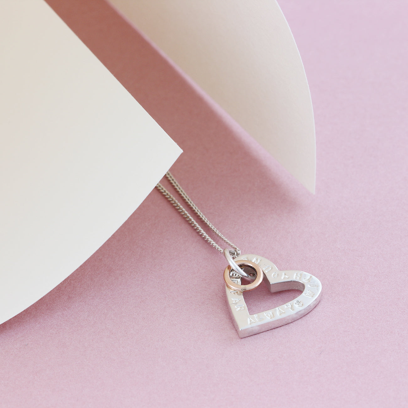 Personalised Silver & Rose Gold Heart Necklace