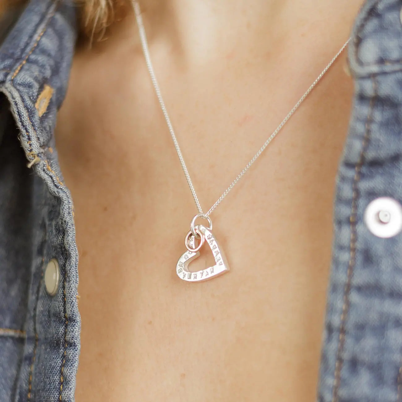 Personalised Silver & Rose Gold Heart Necklace Soremi Jewellery