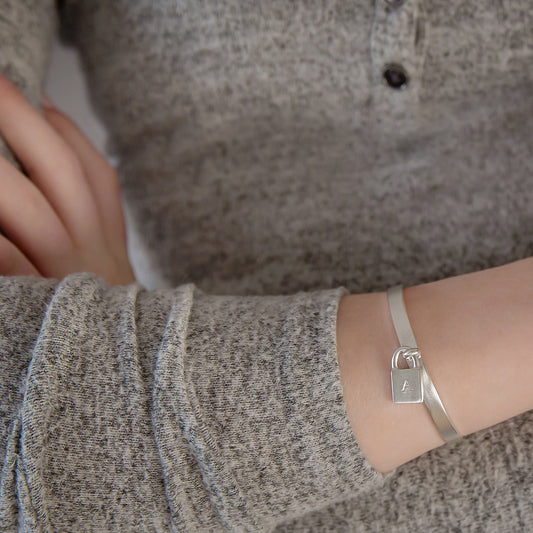 Personalised Padlock Silver Arm Cuff