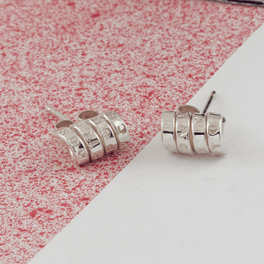 Personalised Silver Scroll Stud Earrings - Soremi Jewellery