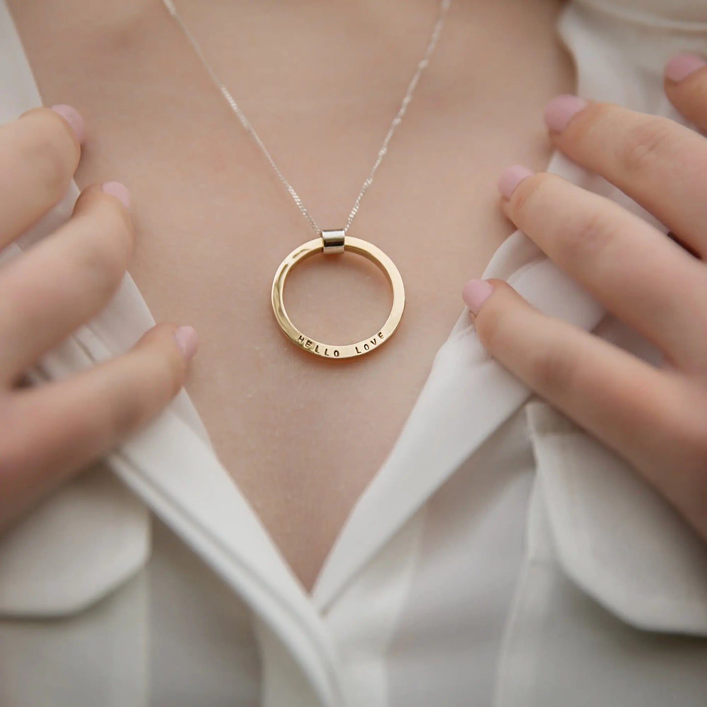 Personalised 9ct Gold Large Circle Necklace Soremi Jewellery