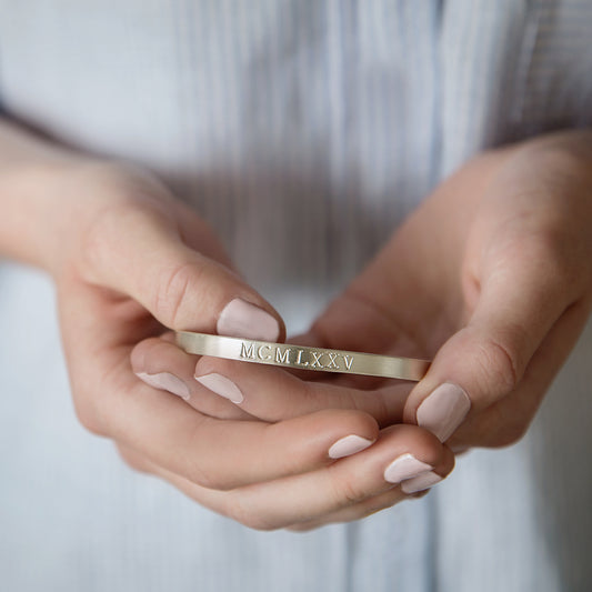 Sterling Silver Personalised Adjustable Bangle Cuff