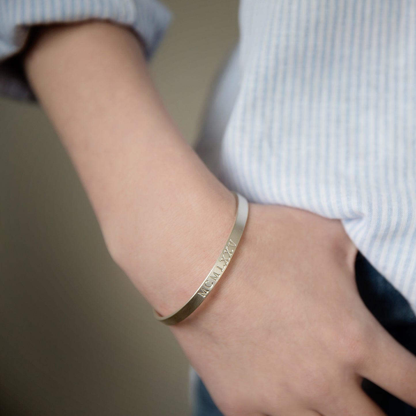 Sterling Silver Personalised Adjustable Bangle Cuff