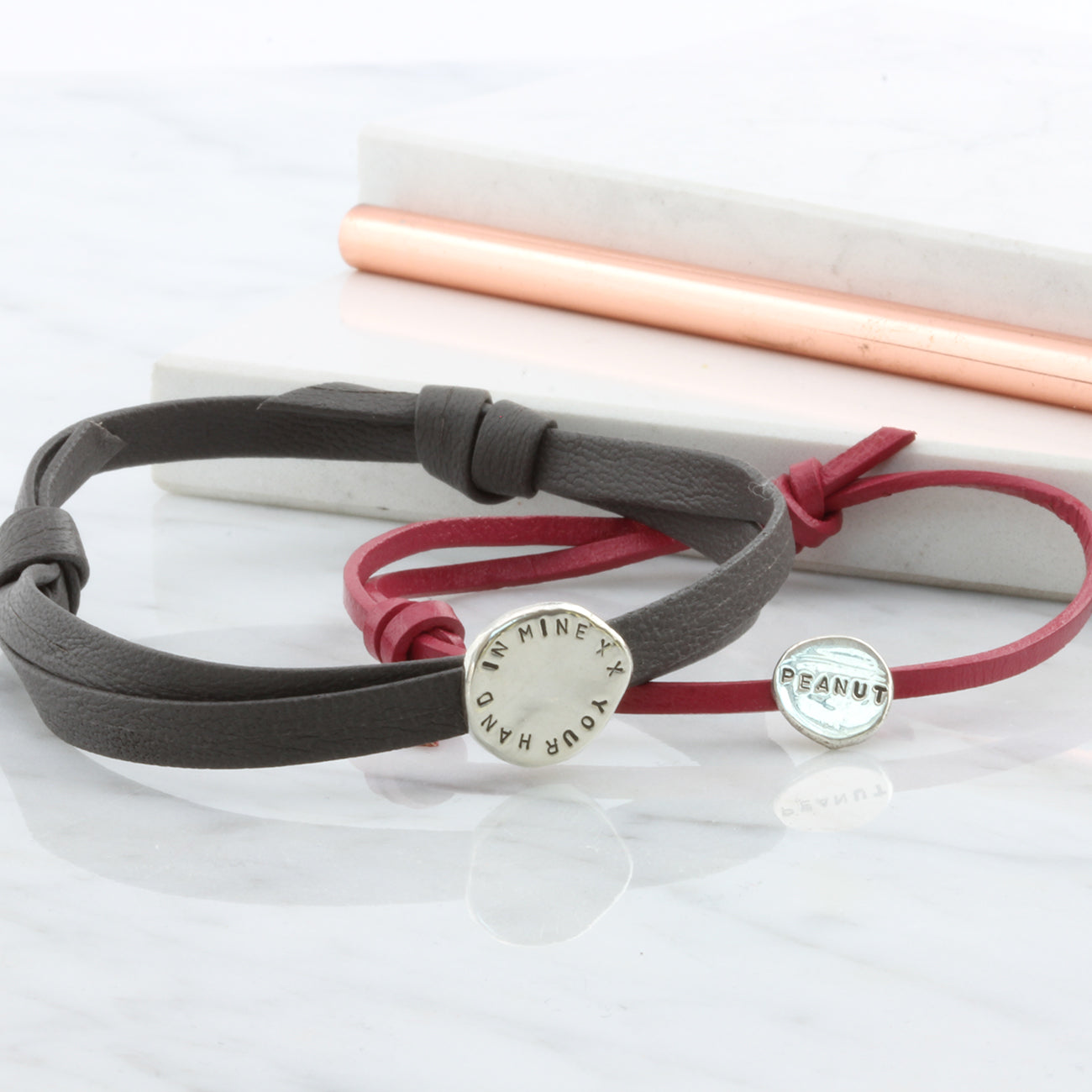 Matching Personalised 'Daddy & Me' Nappa Leather Bracelets - Soremi Jewellery