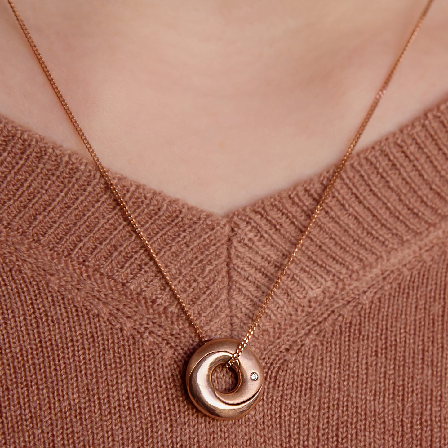 Rose Gold Personalised Mobius Necklace with Diamonds