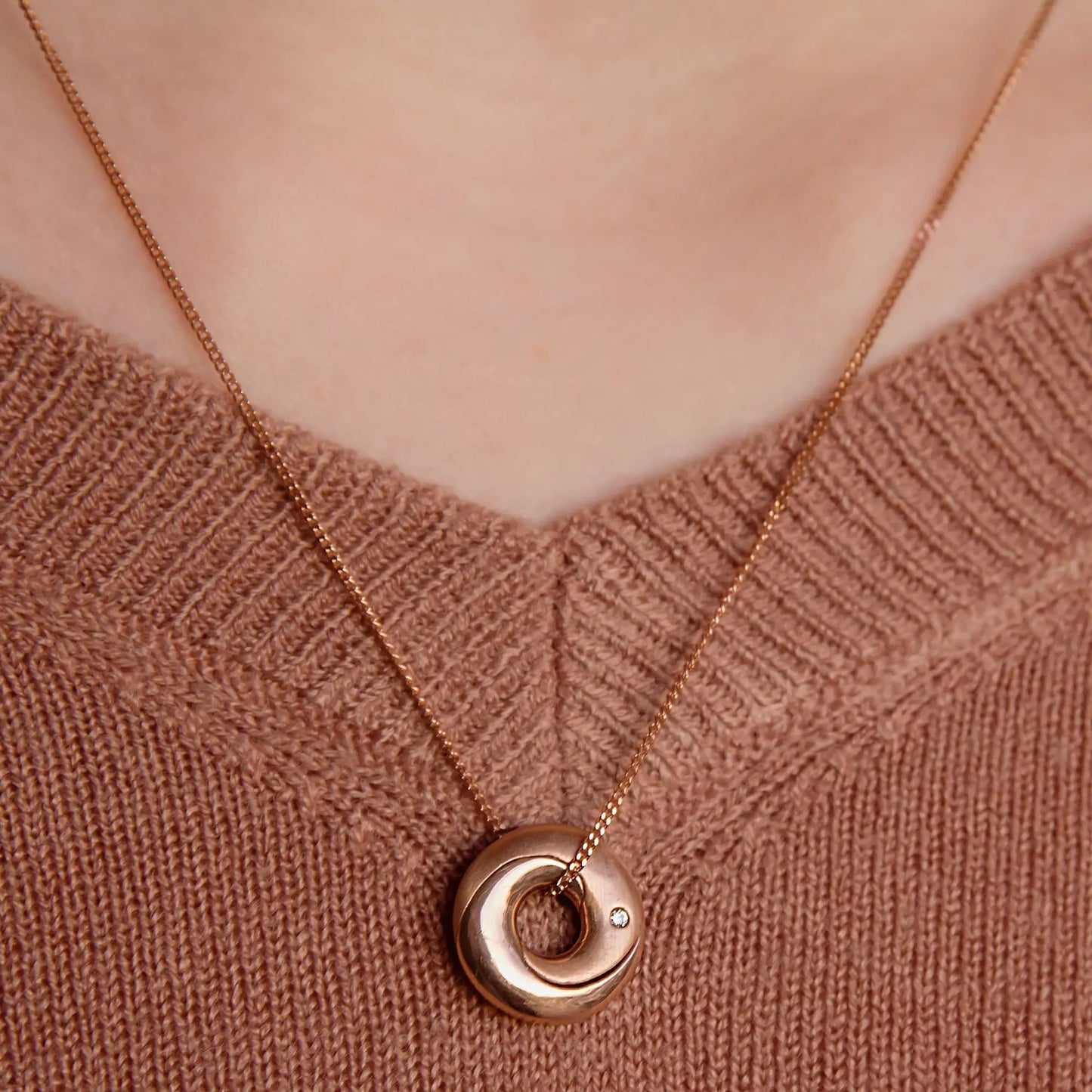 Rose Gold Personalised Mobius Necklace with Diamonds Soremi Jewellery