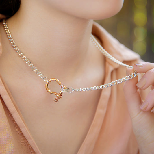 Personalised Large Gold Shackle Necklace