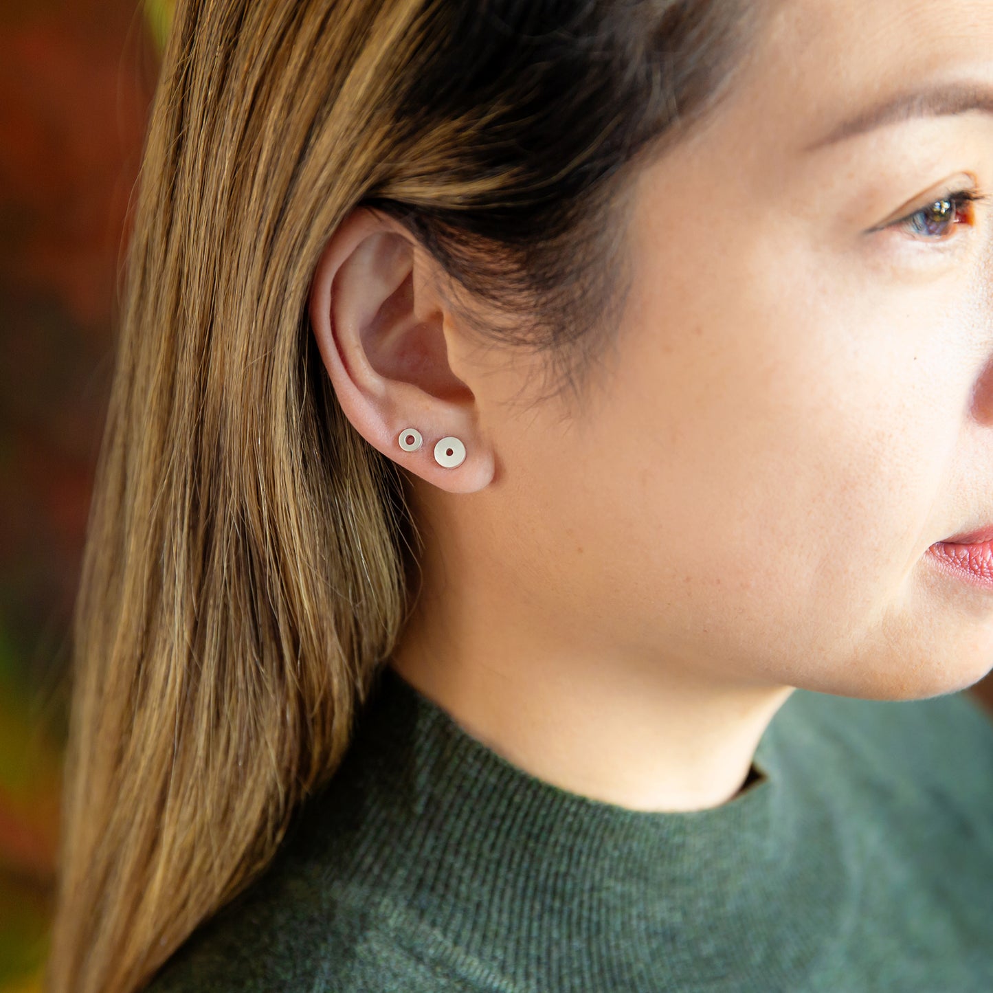 Sterling Silver Disc Stud Earrings