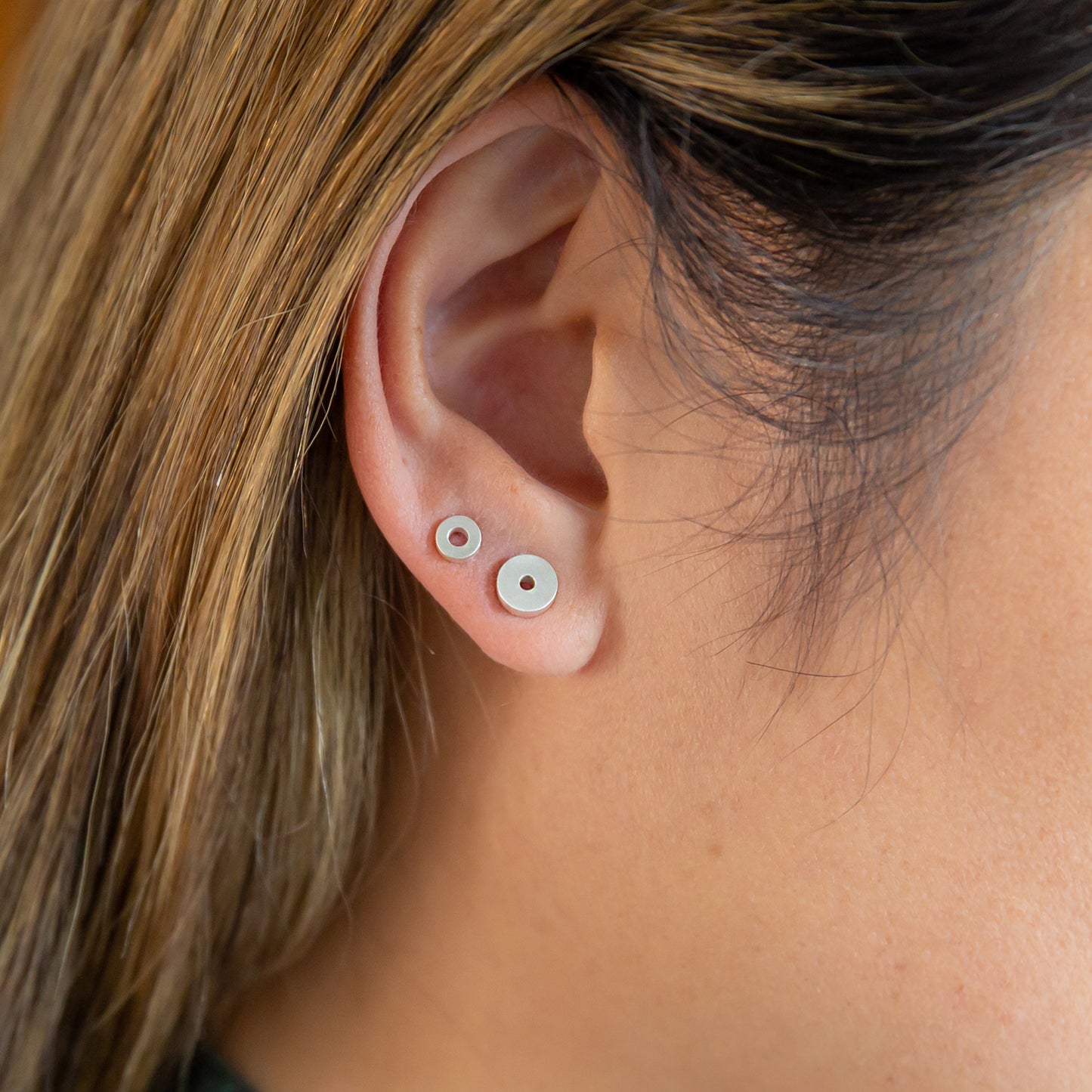 Sterling Silver Disc Stud Earrings