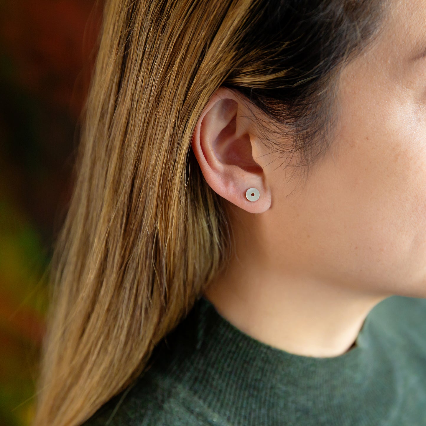 Sterling Silver Disc Stud Earrings