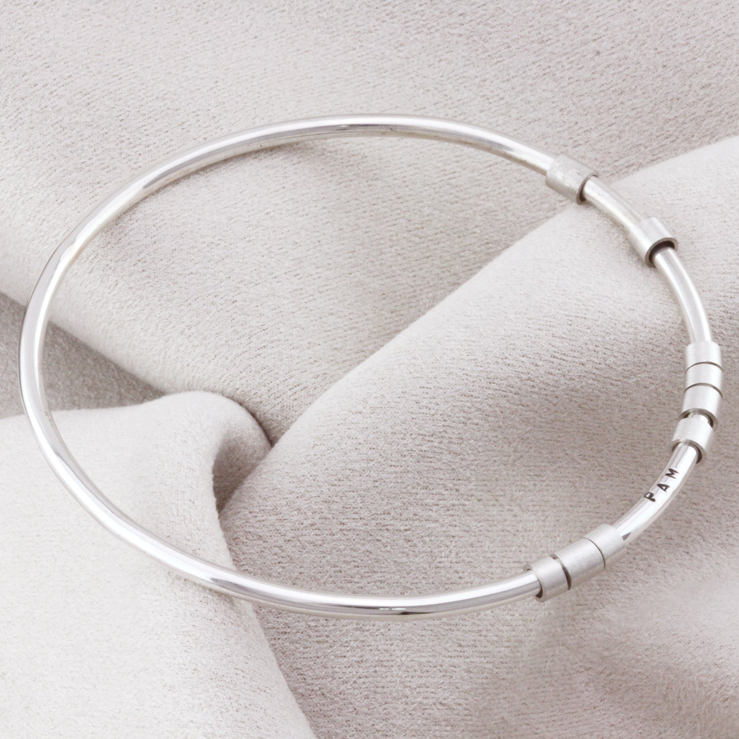 Personalised Silver hidden message bangle 