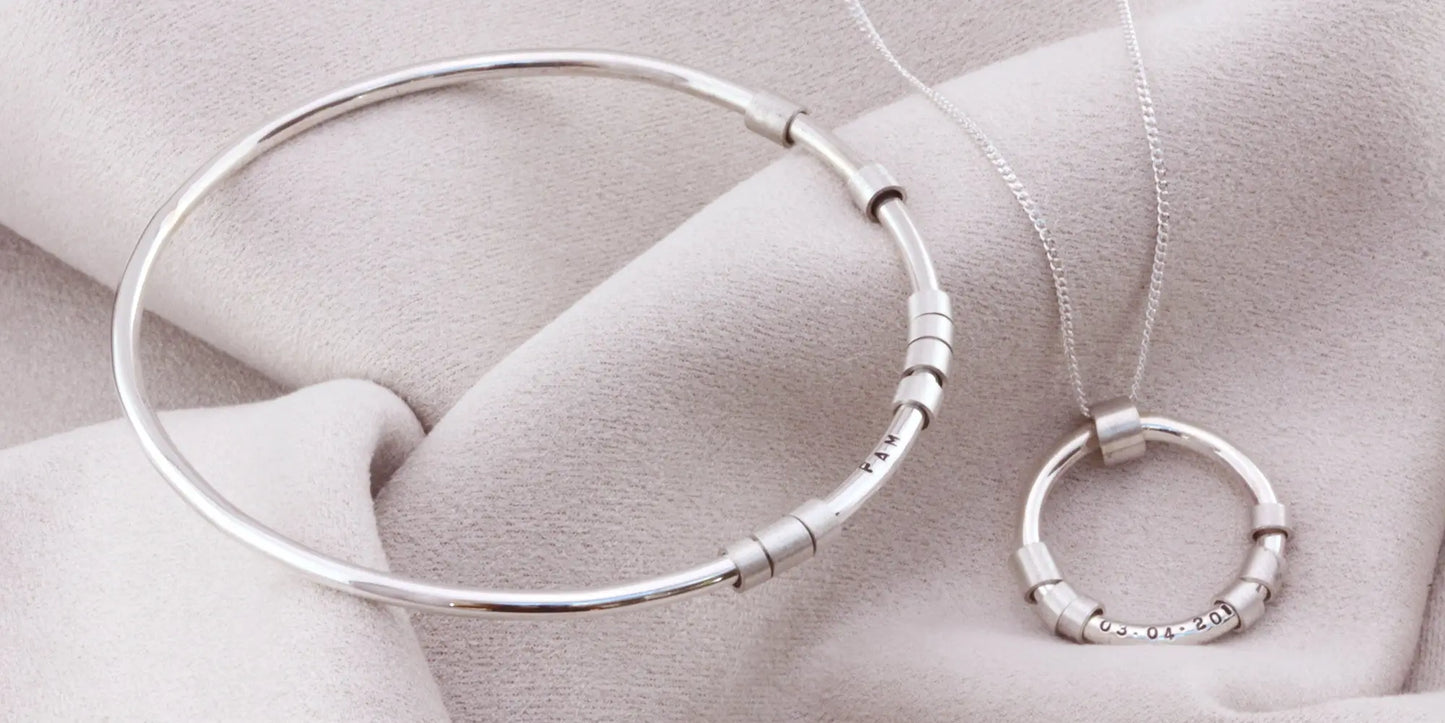 Personalised Hidden Message Bangle Silver Soremi Jewellery