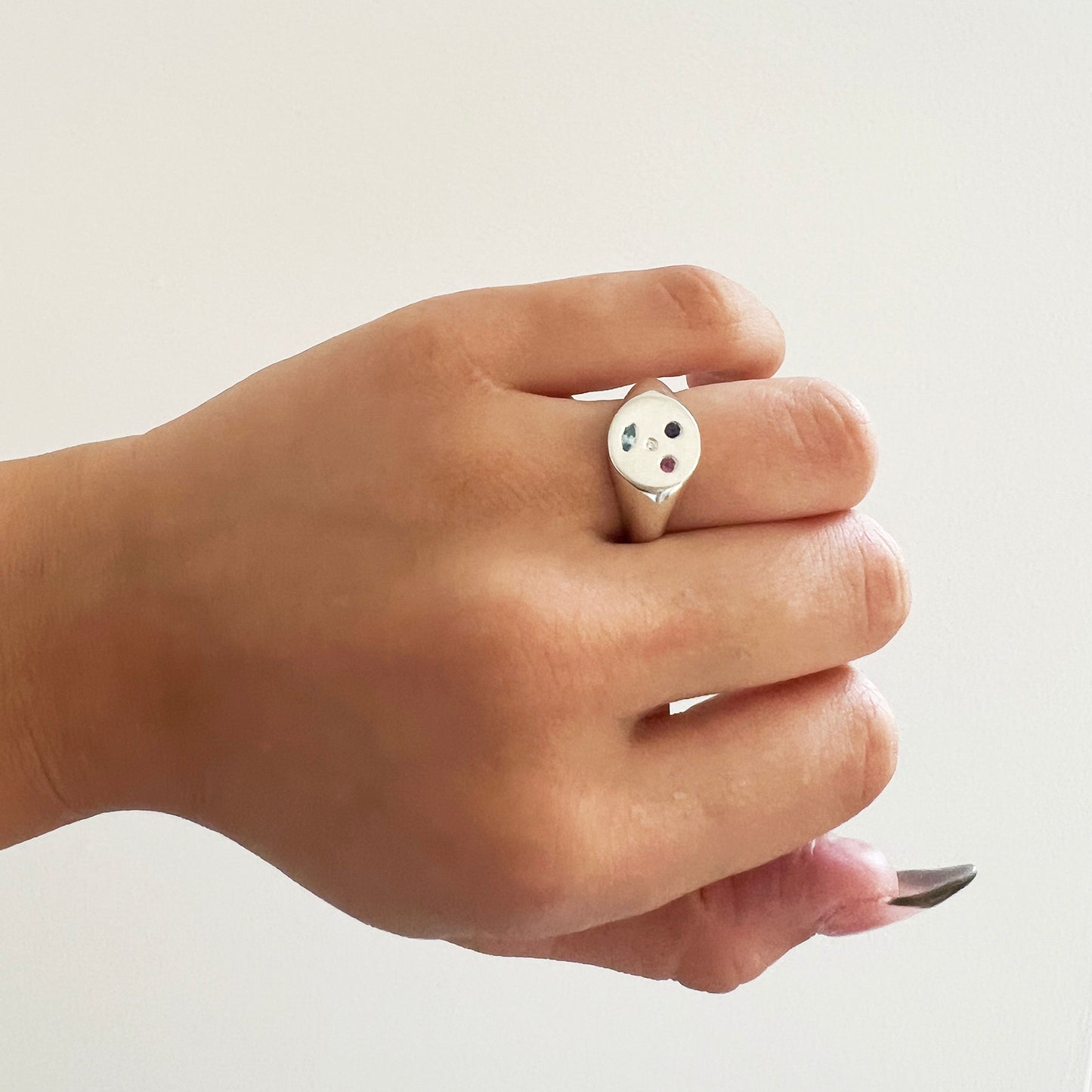 Gemstone Face Signet Ring Sterling Silver