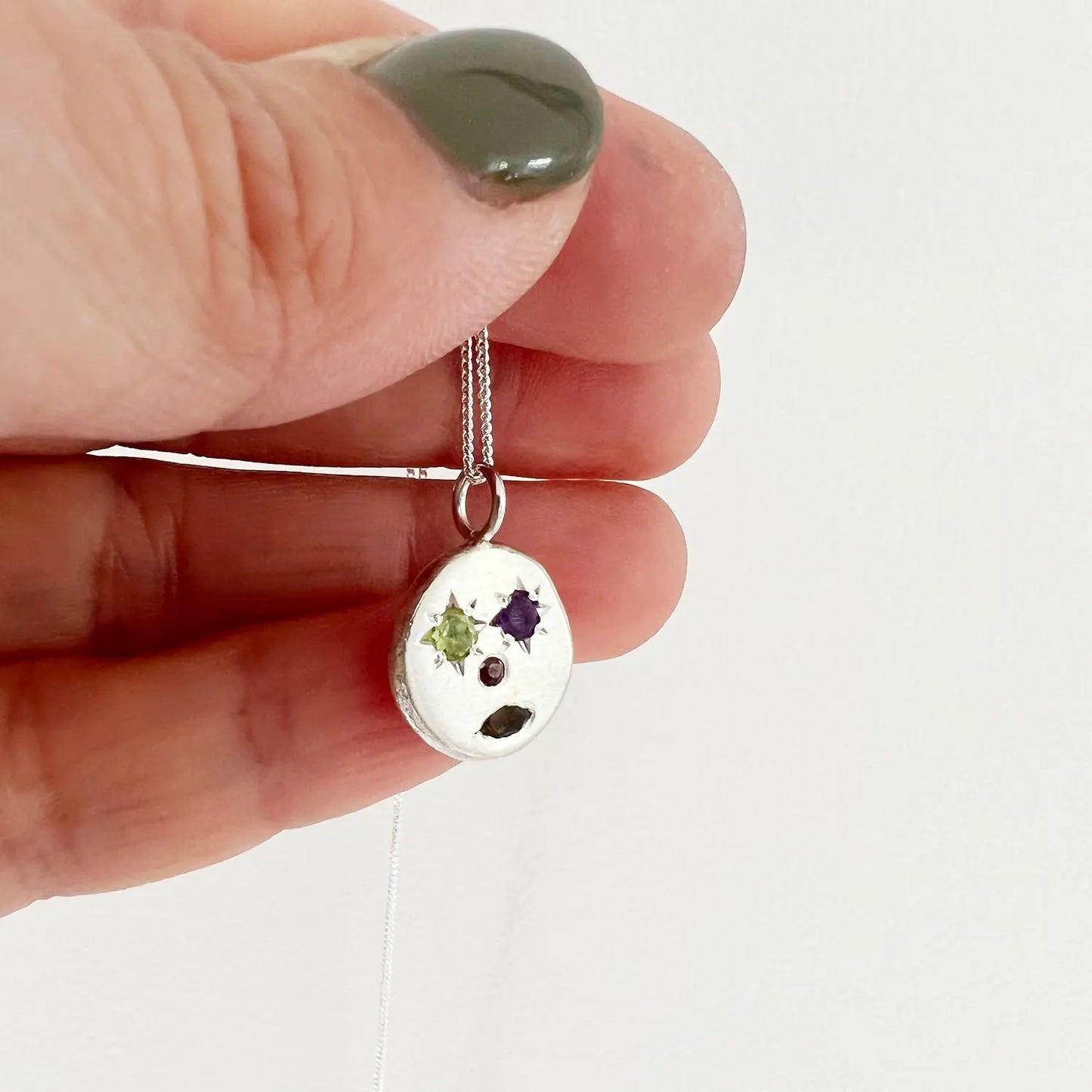 Gemstone Face Nugget Necklace Soremi Jewellery