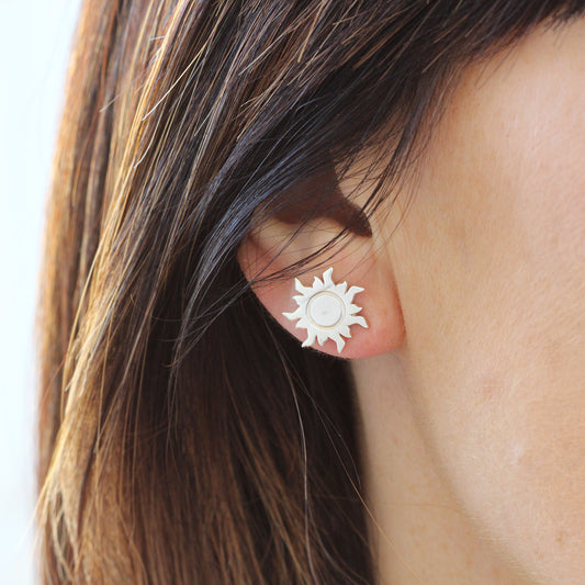Silver Sun Stud Earrings